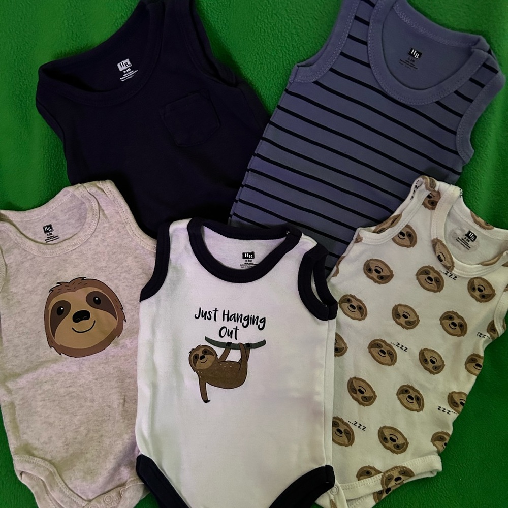 5 Hudson Baby tank top onesies 0-3